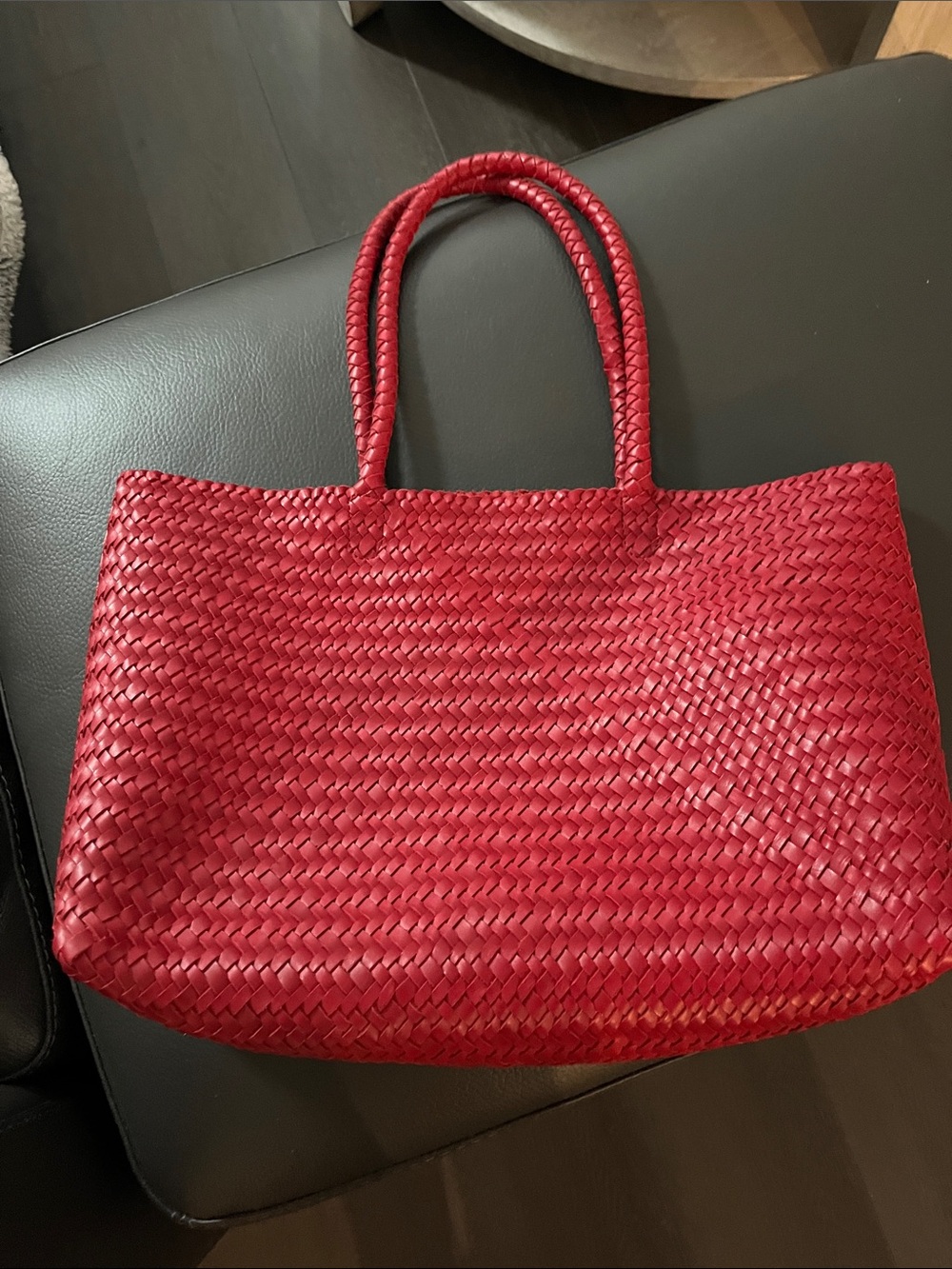Madewell red leather tote bag NWT